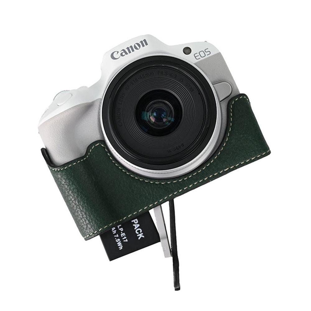 Camera Half Case for Canon EOS R50V R50 R10 200D 200DII PowerShot V1 SX70HS Bottom Battery Opening Cover PU Leather