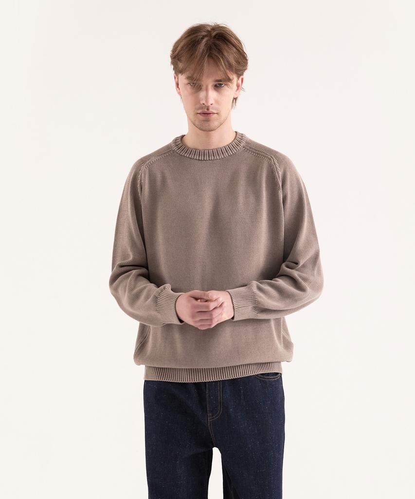 BIRBANTE Garment-Dyed Washable Round Knit - New Beige