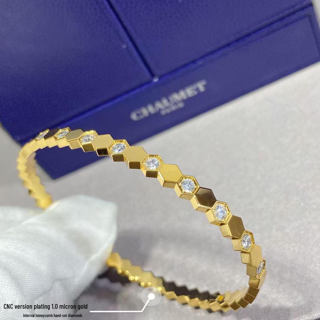 18K Rose Gold Honeycomb Bangle - Women's Luxury Niche Design by Shang&Mei