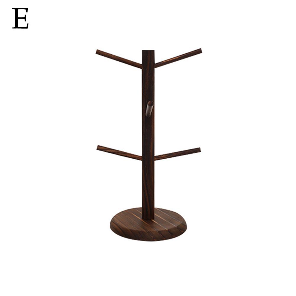 Дерево для кружек из бамбука с толстым основанием, Стойка для кружек из бамбука, Компактная подставка для чашек с 6 крючками, Настольная стойка-держатель для кофейных кружек