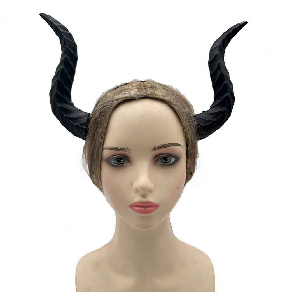 Horn Hairband Devil Horn Headband Black Cosplay Hair Hoop Set for Halloween Dress Up Imitation Bull Horns Beauty
