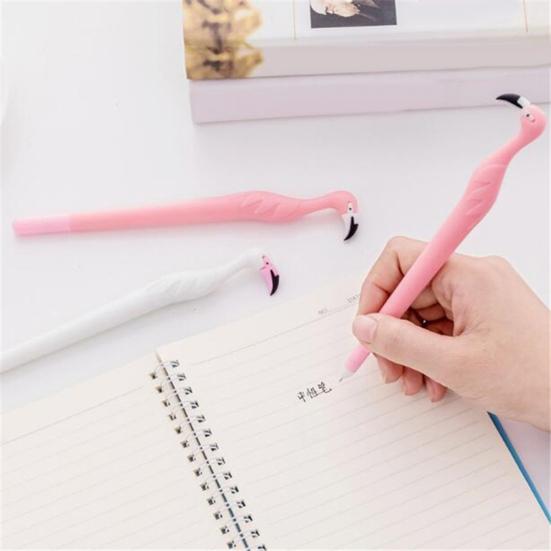 2Pcs Flamingo Silicone 0.5mm Gel Pen Student Stationery School Supply Black Ink