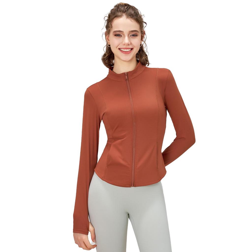 Women's Quick-Dry Slim Fit Sports Jacket – Stand-Up Collar, Zipper, Ideal for Autumn/Winter Outdoor Yoga and Fitness.