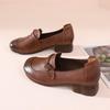 Women's Retro Low Heel Cowhide Shoes: Comfortable, Versatile, Non-Slip Soft Sole, Ideal for Commuting.