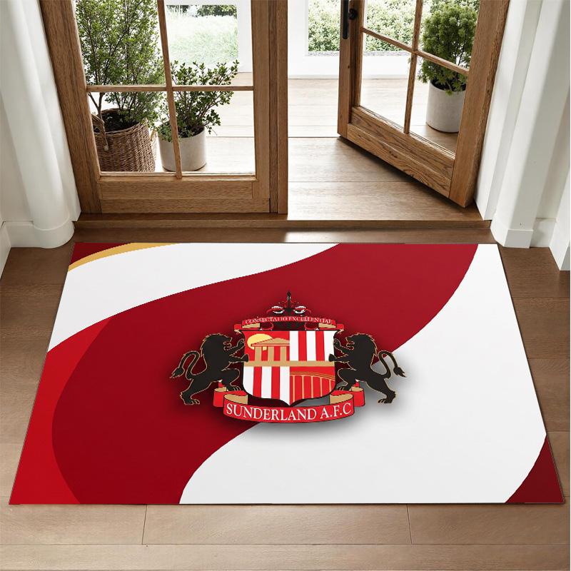 Sunderland Football Design Crystal Velvet Rug Soft Decorative Mat for Bedroom Entrance