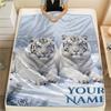 1PC Custom Name Tiger Fantasy Universe Patterned Flannel Blanket Suitable For All Seasons for Home Decor Warmth and Comfort Gifts Holiday Present_lx