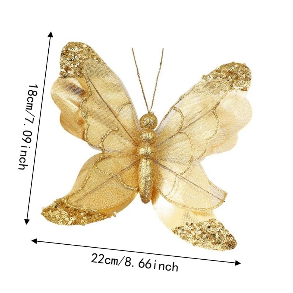 Shining Christmas Butterflies Ornaments DIY Butterfly Hanging Decor  New Year Celebration