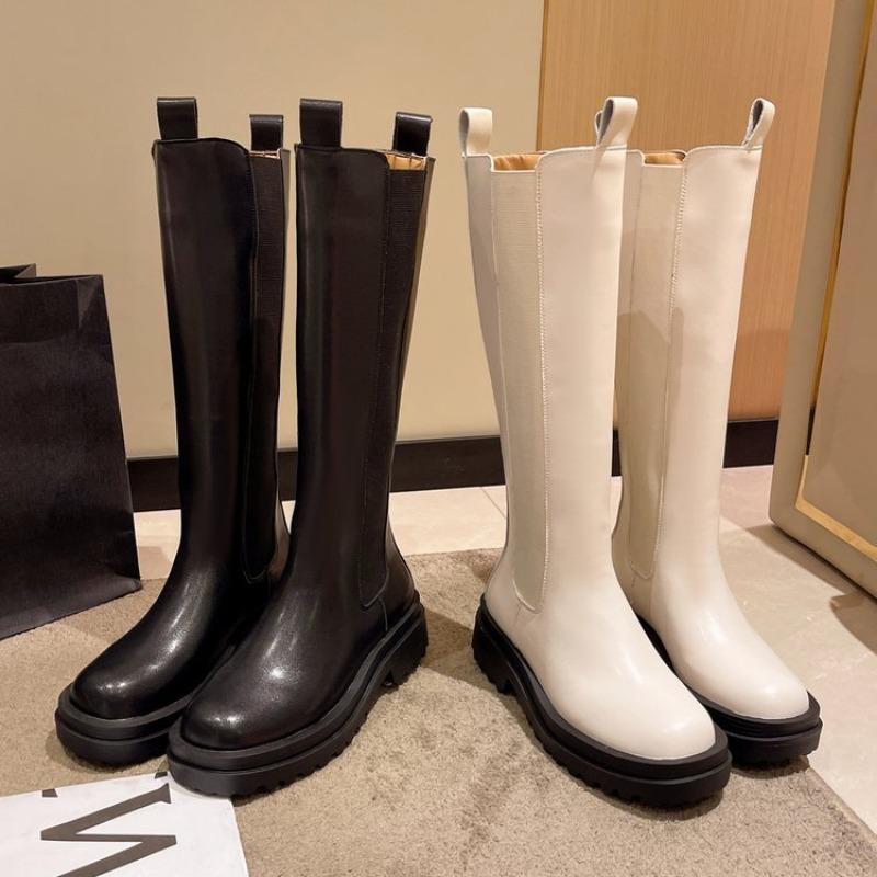 Internet Celebrity Super Round Toe Boots, Thick Heeled Long Boots,  Autumn and Winter New Style Sleeve High Top Boots