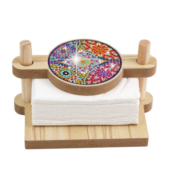 

DIY Paper Towel Holder Wood Tabletop Napkin Holder Faux Diamond Art Craft Project Gift for Friends Family Fun Home C