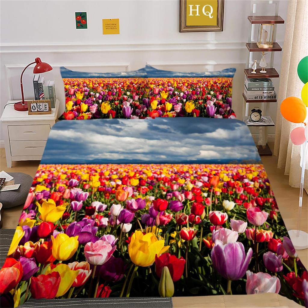 3D Blomstermønster Sengetøy, Soverom Dyne og Putetrekk 2 Deler/3 Deler, Full Størrelse Sengetøy, Hjemmedekorasjon