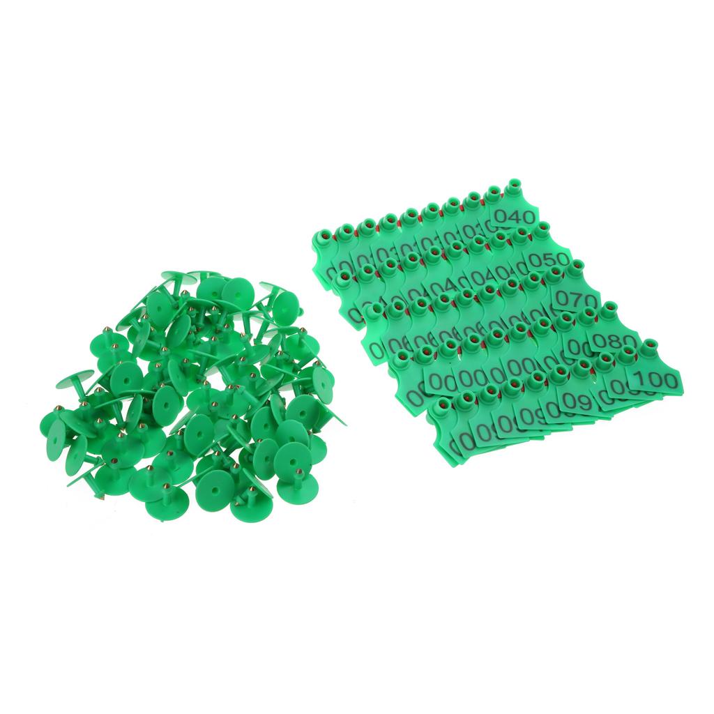 Numbered Plastics Livestock Ear Tags 1-100 Animal Tags Green Yellow Orange Large Identification Tags for Goat Sheep
