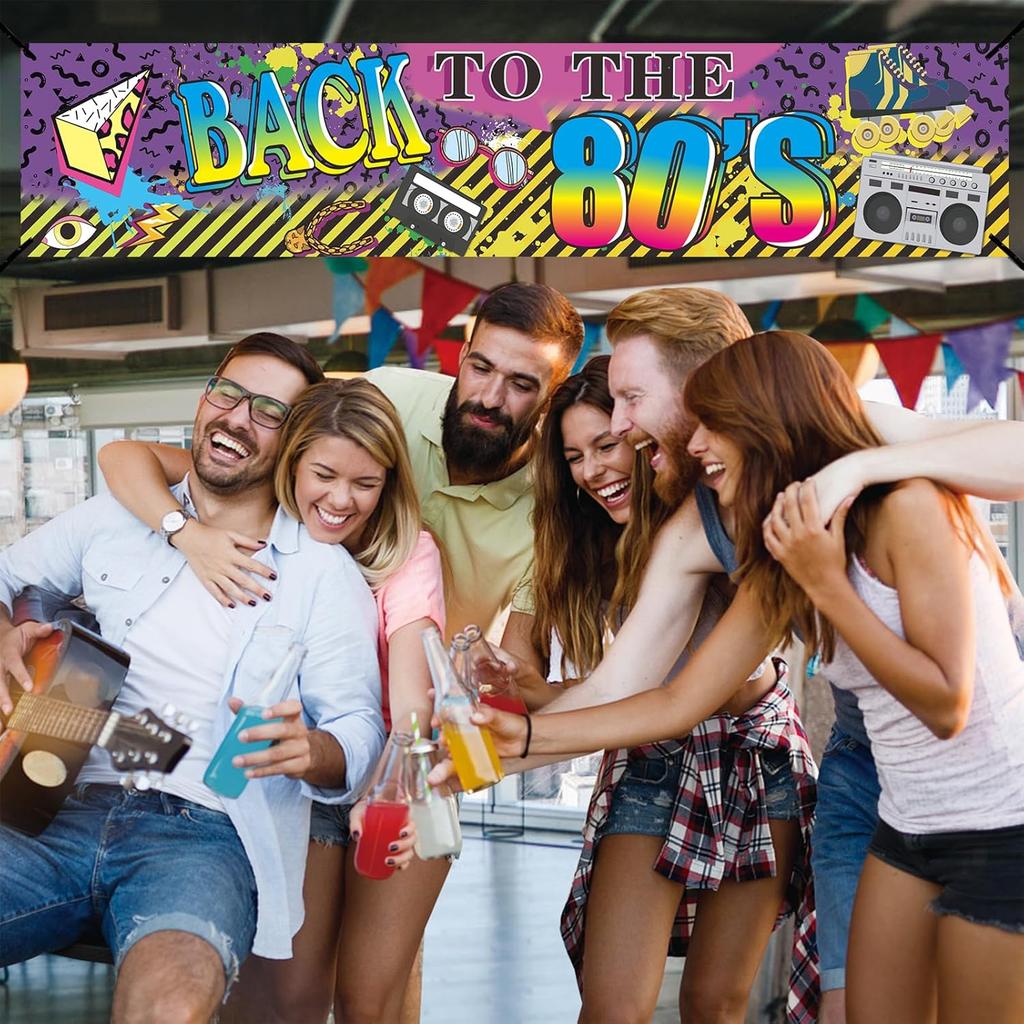80s Party Decorations Back To The 80s Banner Backdrop, 1980s Hip Hop Graffiti Party Supplies, Throwback 80's Birthday Party Photo Booth Props Yard