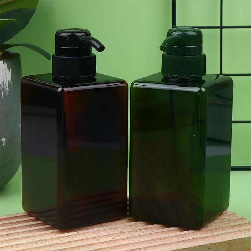 450ml Refillable Square Body Lotion Bottle Plastic Press Pump For Shower Gel Shampoo Liquid Soap Durable Refillable Container