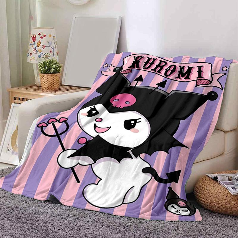 1pc The Cute Devil Kuromi Blanket, Soft Throw for Home Decor, Perfect Gift for Family and Friend, Seasonal Use, Cozy Bedding Cover, Living Room, Trave