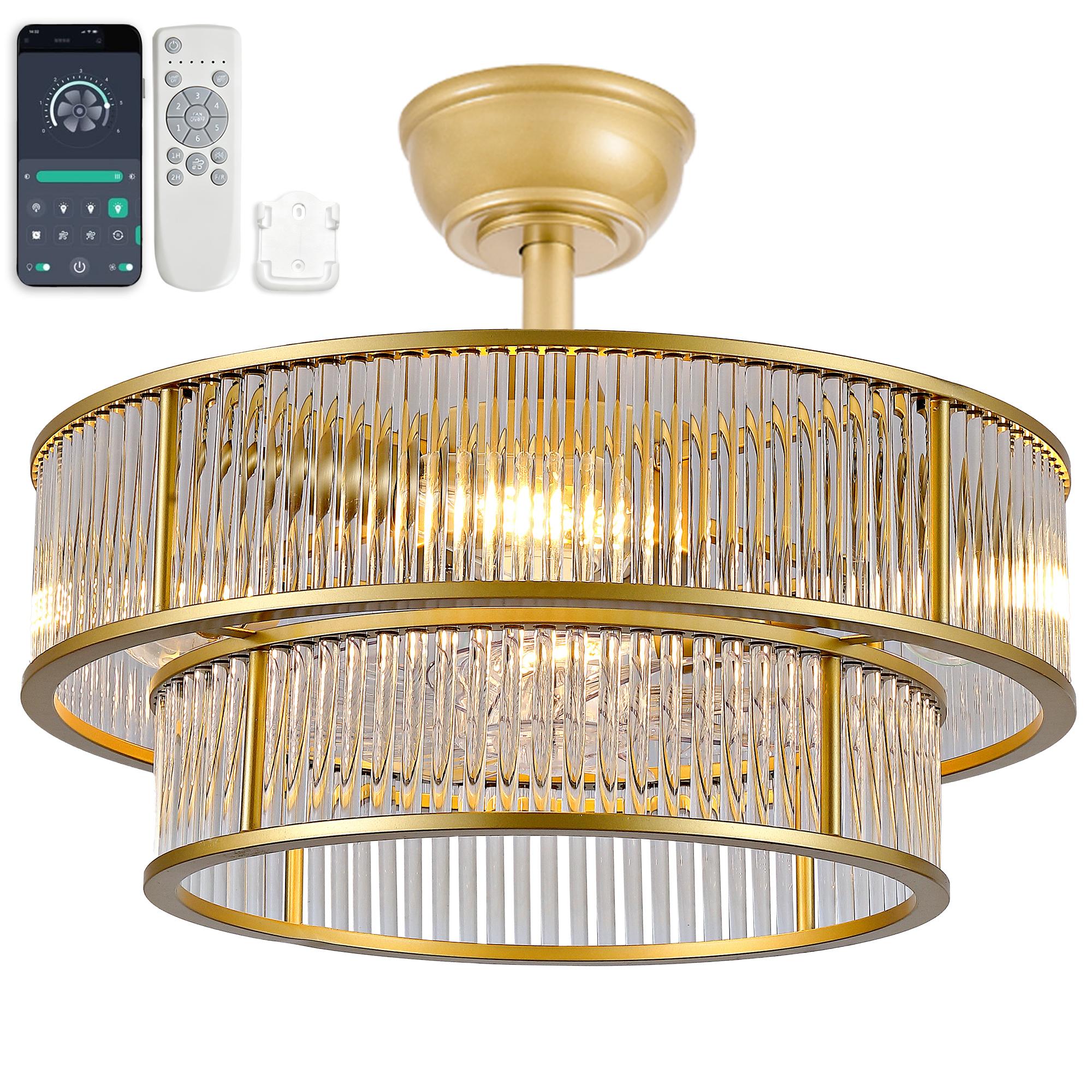 19 collu kristāla griestu ventilators ar
