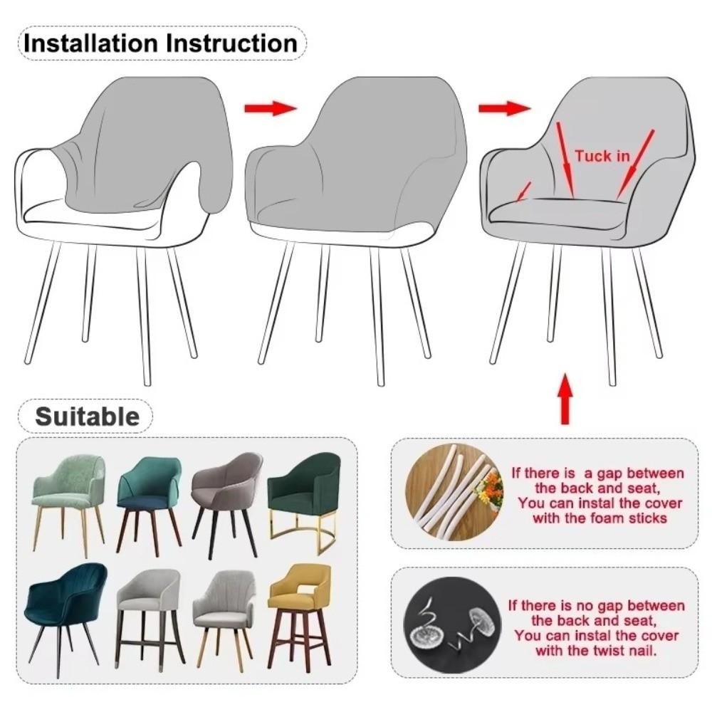 Soft Velvet Dining Chair Cover Elastic Washable Chair Slipcover Warm Seat Anti-slip High Armchair Cover