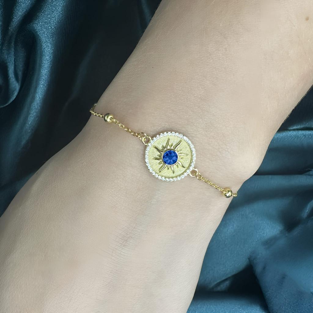Bransoletka celebrytka z motywem słońca - sapphire - srebro 925