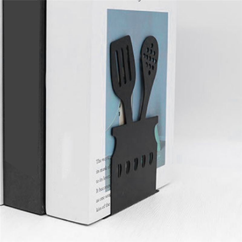 A20F-Decorative Hollow-Out Bookends For Art Hourglass Design Metal Book Stan