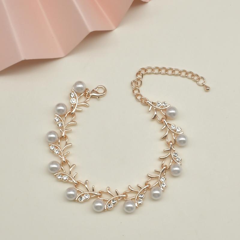 Elegant Faux Pearl Rhinestone Necklace Earrings Bracelet Bridal Jewelry Gift Jewelry Sets Women Wedding Dinner Dress Accessories