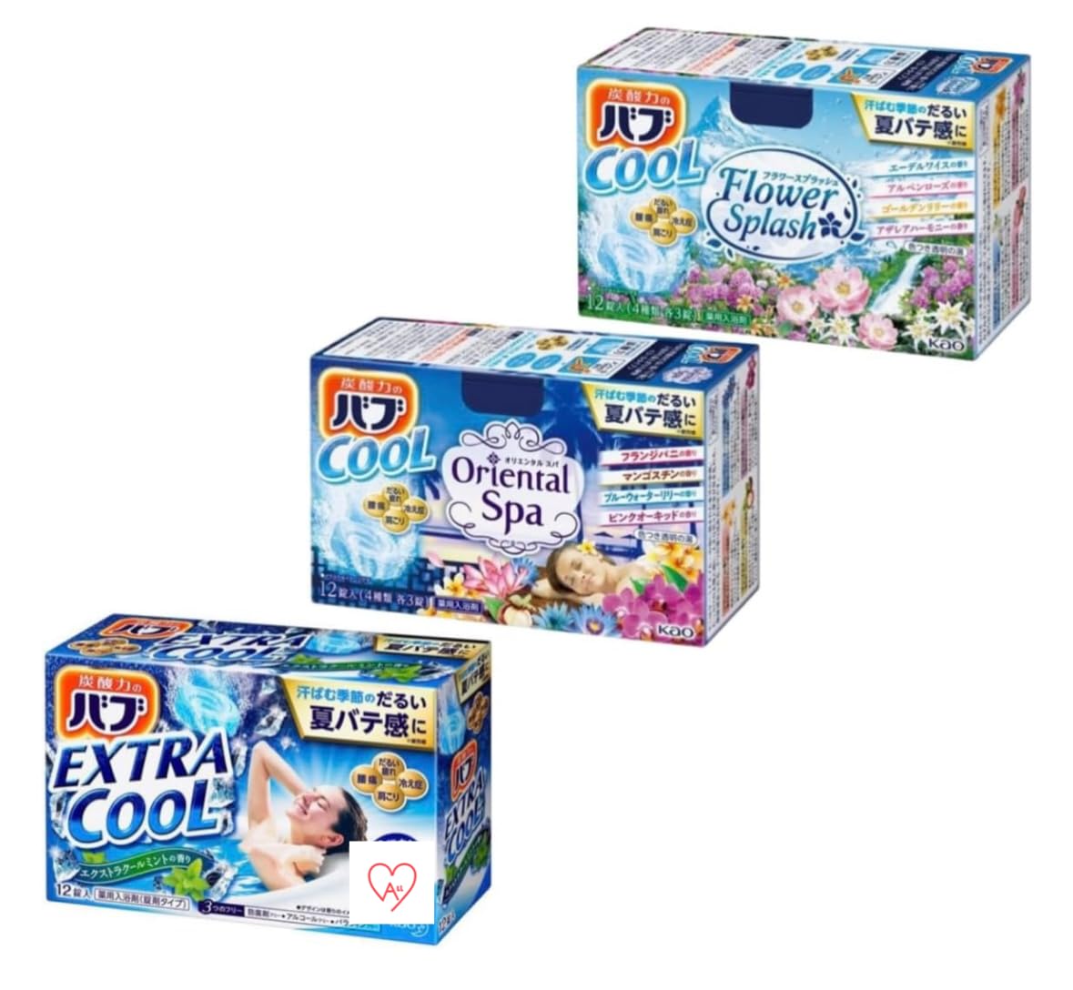 

Bub Cool Bath Salts Assortment Box (9 Varieties, 36 Tablets) Extra Cool, Flower Splash, Oriental Spa