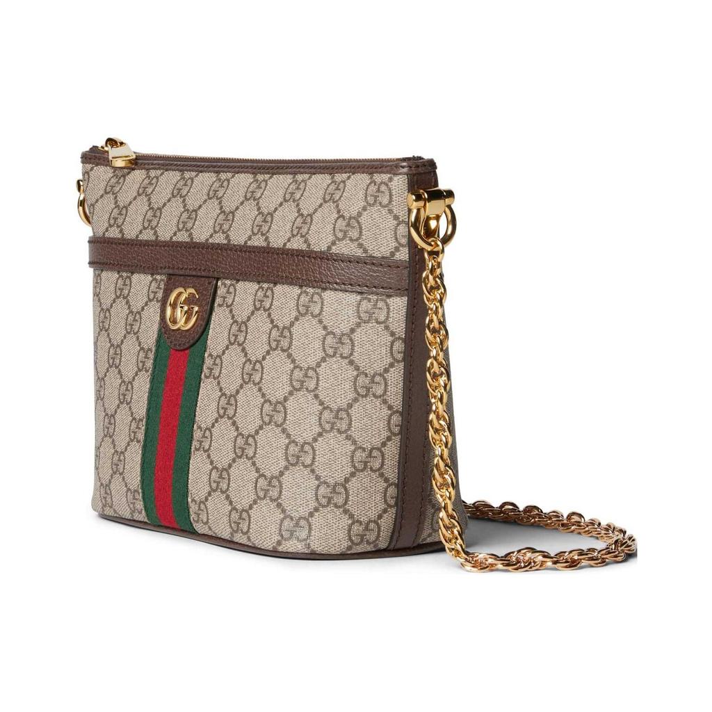 Gucci Ophidia Double G Logo Zipper Closure Canvas And Leather Crossbody Bag Mini Women bags Beige Ebony 781397-96IWG-8745