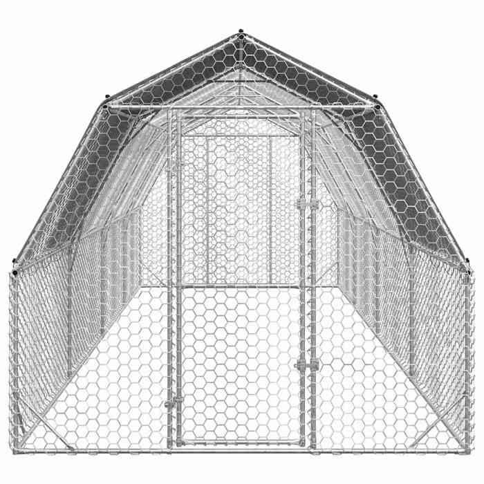 VidaXL Chicken Coop with Roof 2.5x8x2.25 M Galvanized Steel, Walk-in Chicken Run, Accessible Chicken Enclosure, Chicken Cage 3328528