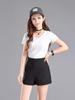 Women's High Waist White Wide Leg Shorts - Spring Casual A-line Slimming Suit Pants