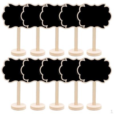10 Pack Mini Rectangle Wood Chalkboards, Blackboard with Stand for Wedding, Graduation Supplies, ,