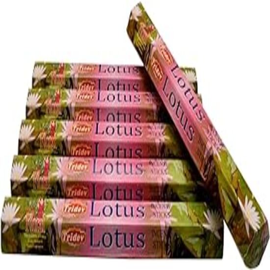 Tridev Agarbatti Lotus Incense Sticks | Hexa Series | Fragrance | Devotional | 6 Pkt * 20Gm for Pooja/Worship