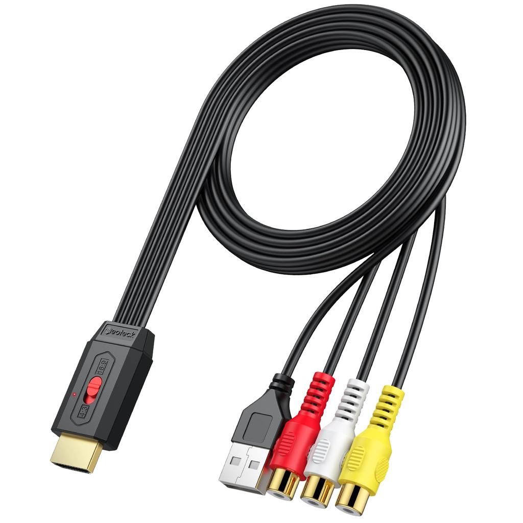 Neoteck RCA To HDMI AV To HDMI Supports 60cm RCA 3 Color HDMI Compatible with 3 Color Cord To Japanese Instruction Manual Included Converter,