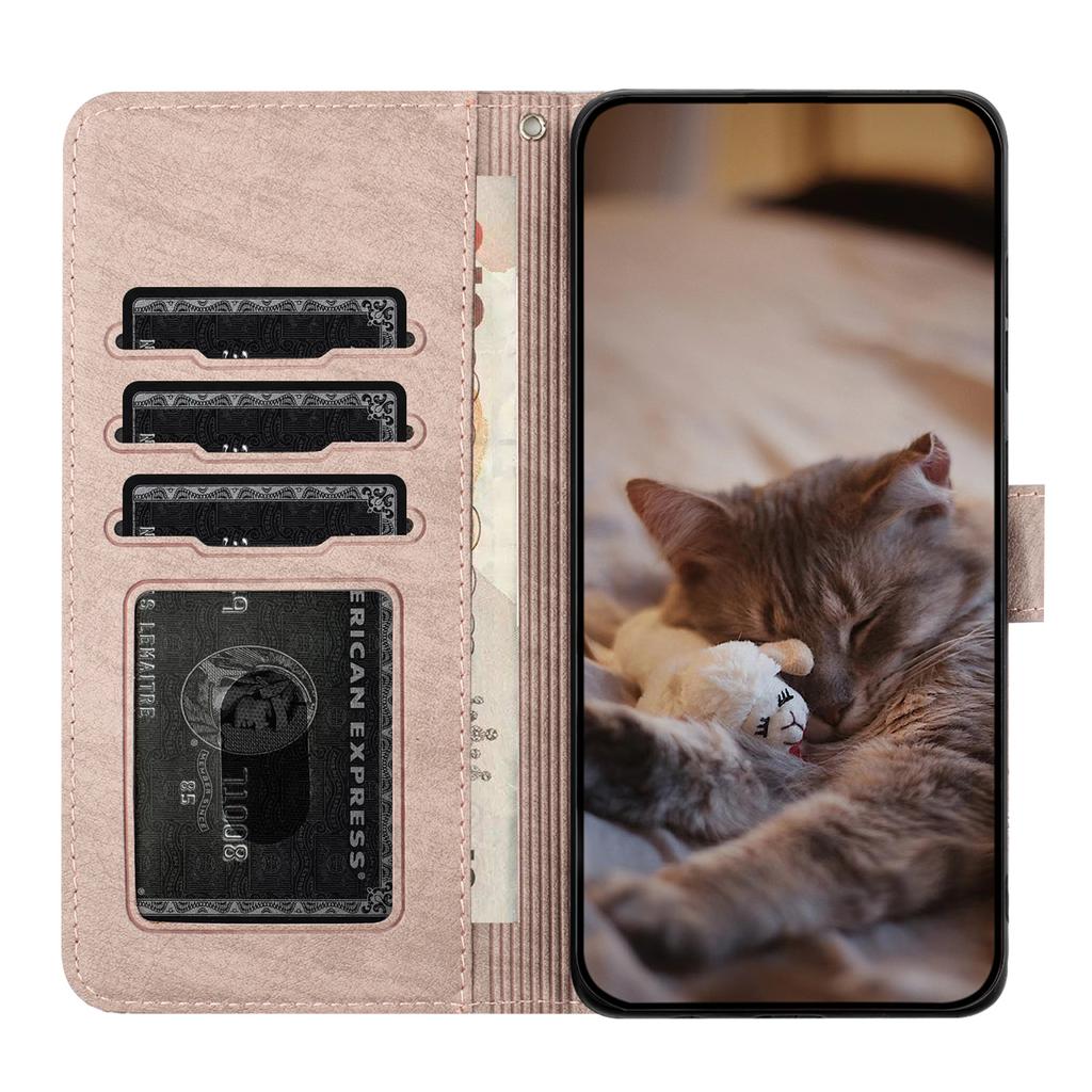 Imprinted Wall Cats Phone Leather Case for iPhone 14,Wallet Stand Full Protection Cover with Strap