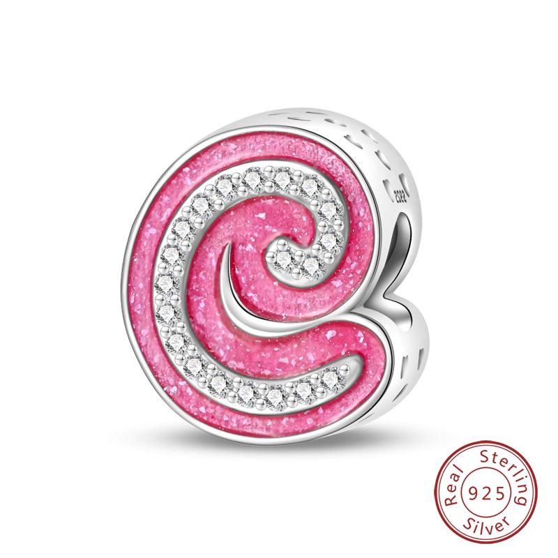Copper Princess Pink 26 Letters Charm Bead Charms Bead Charms 3mm Do It Yourself Birthday Fine Jewellery Making