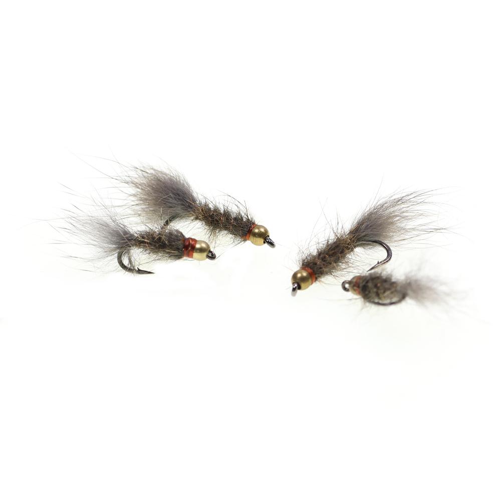 4 Stück/6 Stück Messingperlenkopf-Eichhörnchenhaar-Nymphen, natürliche graue Fliegen, künstliche Insektenköder, Forellen-, Äschen- und Barschangelköder