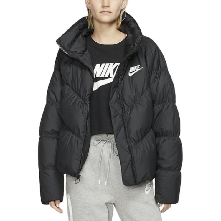 Nike Sportswear V-Neck Pleated Down Jacket Women Outerwear Black BV2880-010