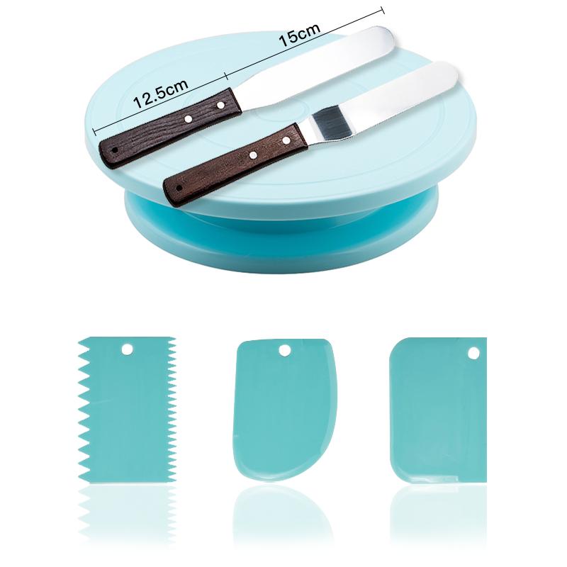 FAIS DU 6Pcs/Set Plastic Cake Turntable Rotating Cake Plastic Dough Pastry Decorating Stand Rotary Table DIY Pan Baking Tool