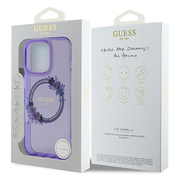 Guess Guhmp16Lhfwfcu Iphone 16 Pro 6.3 Fioletowy/Purple Hardcase Iml Flowers Wreath Magsafe