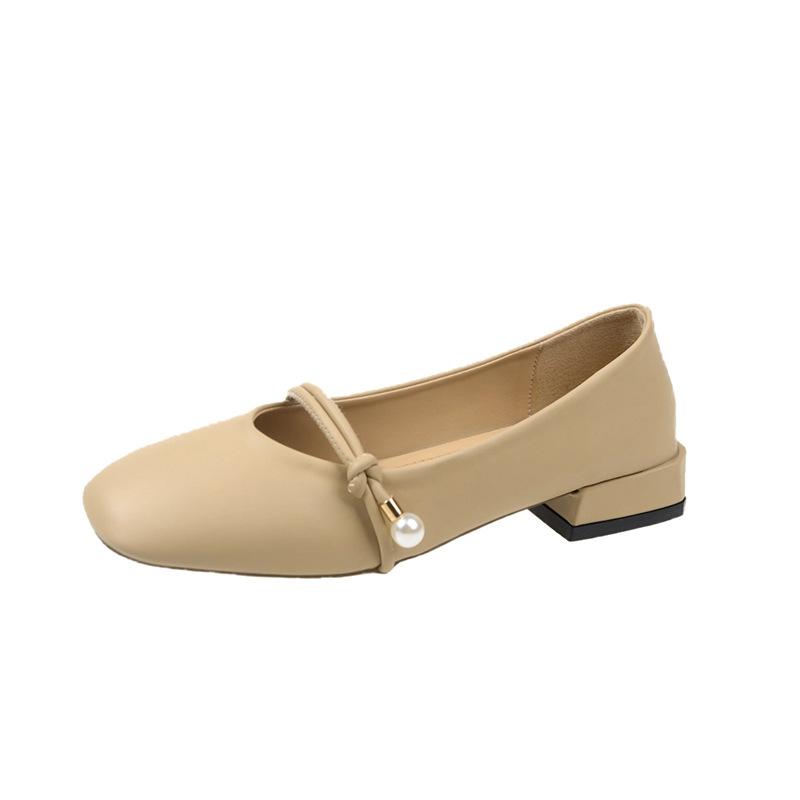 Damen-Einzelschuhe mit flacher Sohle 2025 neue Frühjahrsschuhe Oma-Schuhe mit Röcken weichsohlige Perlen Schwangere Mary Jane Schuhe Sommer