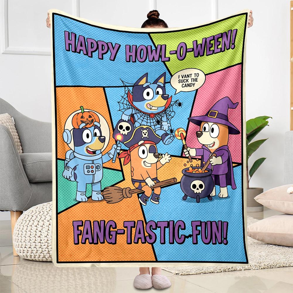 Halloween Bluey Gang Blanket Soft & Cozy Suitable for Sofa Couch Bed Four Seasons Multipurpose Modern Style Birthday Christmas Gift Blanket