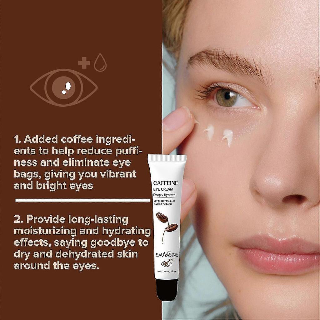 Anti-ageing Caffeine Eye Cream, Under Eye Cream with Caffeine & Hyaluronic Acid for Dark Circles and Puffiness, Hydrating Eye Cream for Dark Circles