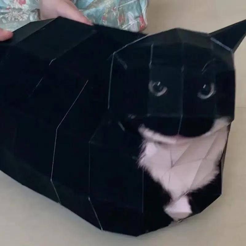 

1SET cat paper model, cat doubt, cat 3D origami, rotating cat, gifts, cute decorations [origami material package] + scissors + double-sided tape