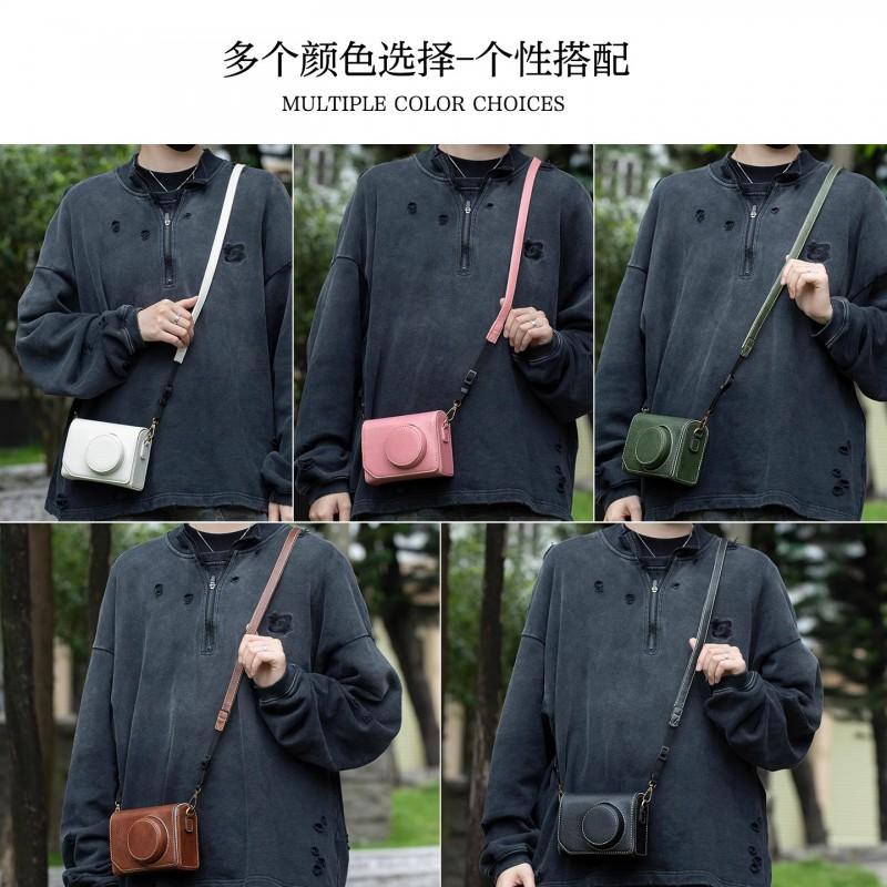 PU Camera Bag Sony ZV-E10 Canon PowerShot V1 Compact Video Small Crossbody Pouch With Shoulder Strap