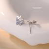 S925 Sterling Silver Blue Zircon Double Butterfly Stud Earrings, Dainty Fresh Fashion Jewelry for Wome