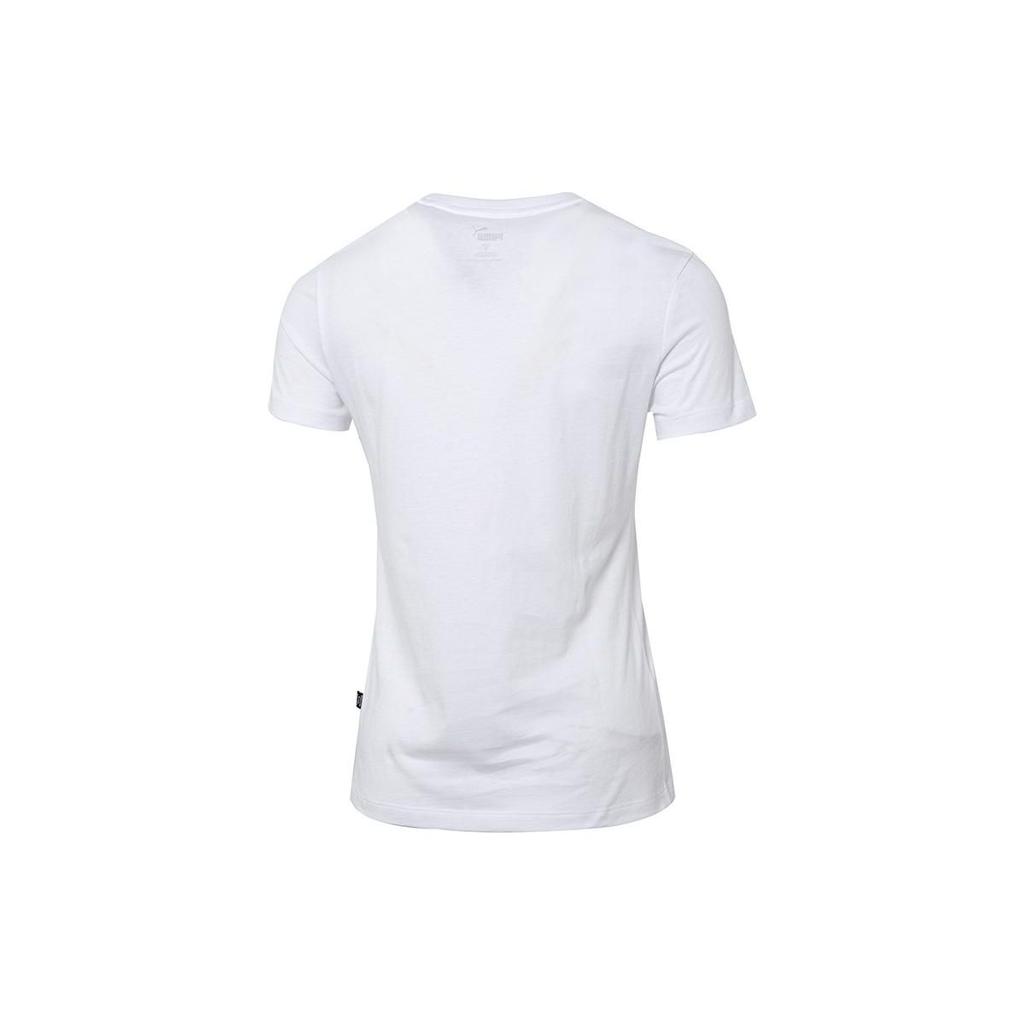 Puma Logo Print Round Neck Short Sleeve T-Shirt Women Tops White 670974-02