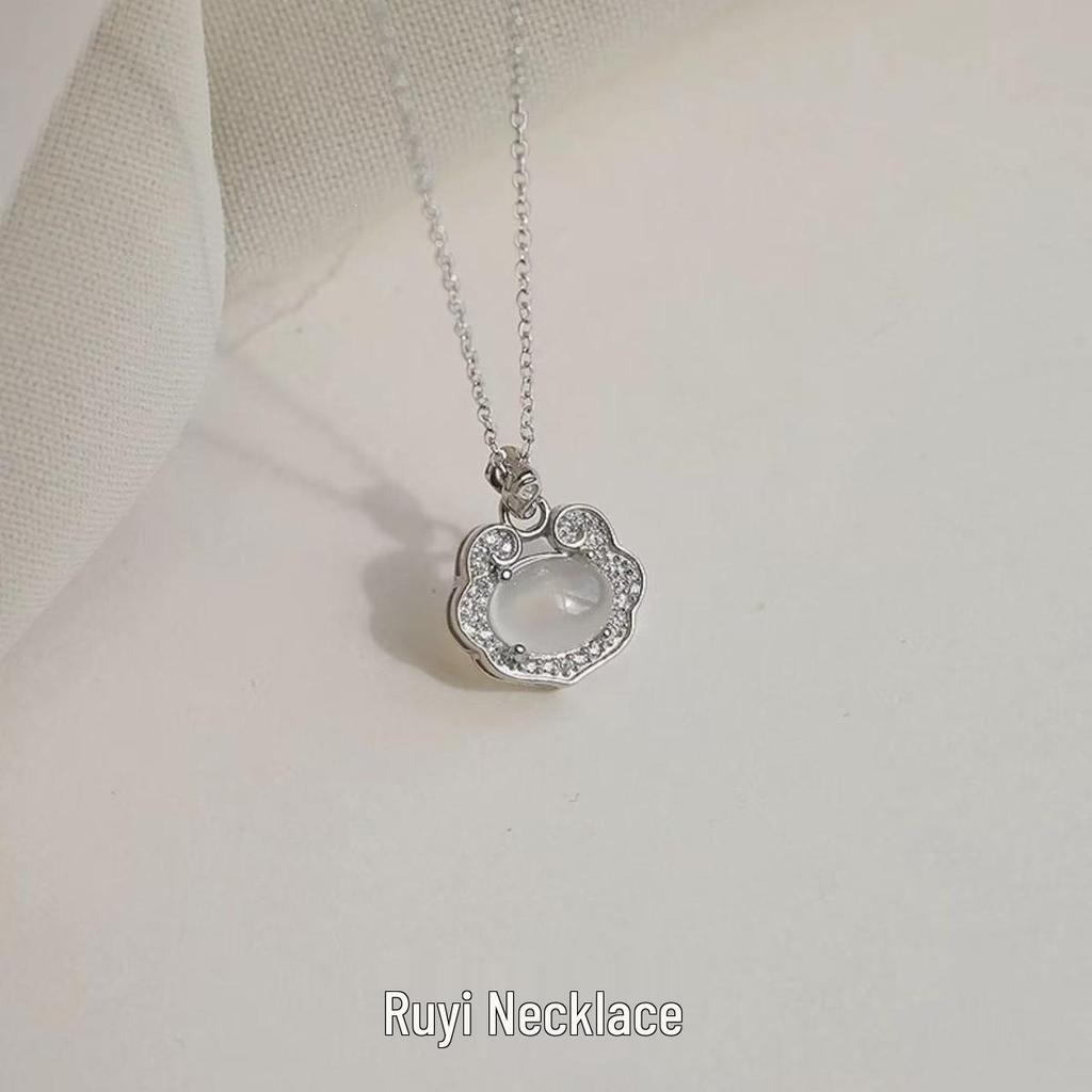 2025 Light Luxury 925 Plated Ruyi Longevity Lock Necklace for Women - High-End Style Pendant