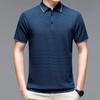 Middle-Aged and Old Father Clothes Business Casual Fashion Men's T-shirt Polo Collar Solid Color Elegant Breathable Mesh Short Sleeve
