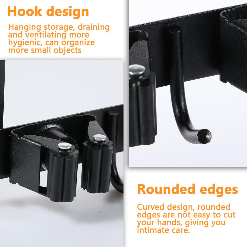 Mop and Broom Organizer Mop Holder Rack Wall Mounted Multi-Functional Drilling Free Broom Holder Tool Bathroom Kitchen Storage