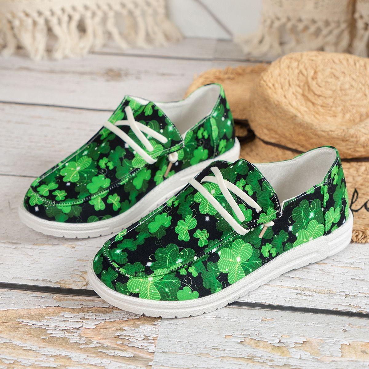 

мода Shamrock Clover Green Ladies Shoes Casual Flats Sneakers Air Mesh Fashion Women Walking Light Shoes 42