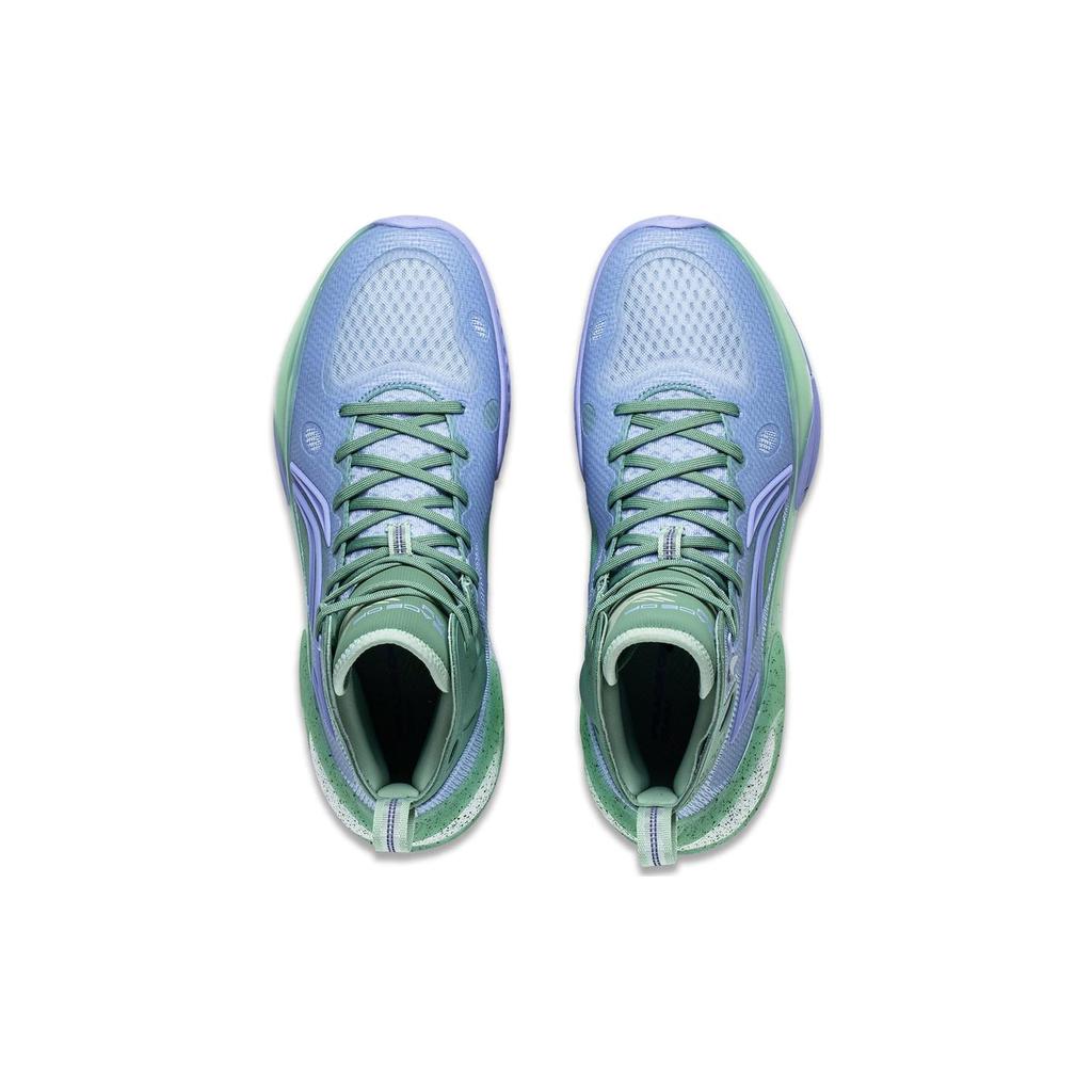 Li Ning YuShuai 17 Textile, Artificial Leather Abrasion Resistant Mid Top Basketball Shoes Men's Purple Cyan ABAT043-8