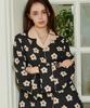 ODEU:MYU Black Mono Flower Long Sleeve Pajama Set
