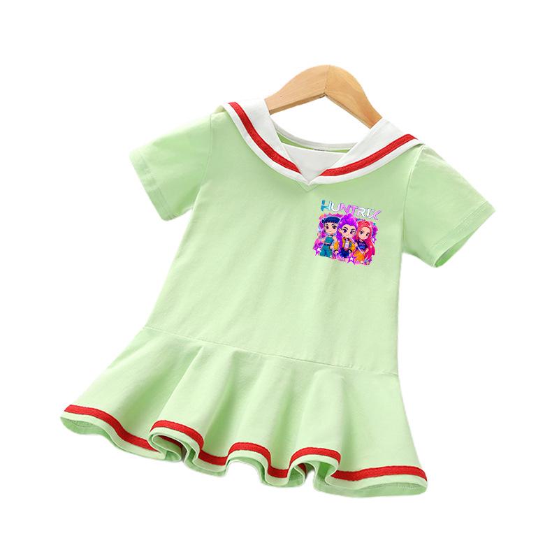 Kpop Monster Hunter Witch Academy Style Long Sleeve Pleated Dress for Children